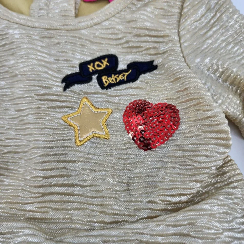 Betsey Johnson Baby Girls 3/4 Sleeve Tiered‎ Dress Blue/Gold Size 12 Months